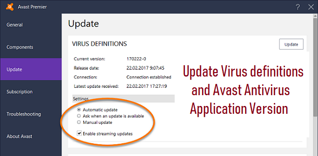 avast antivirus update definition